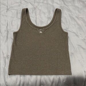 American Eagle Outfitters Dark Grey Ribbed Tank Top